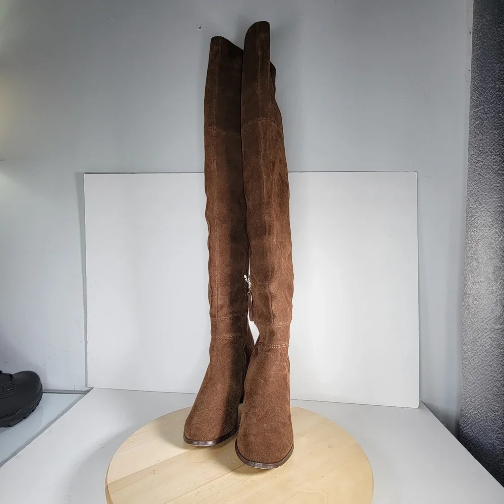 Steve Madden Women's Brown Leather Suede Novela Over The Knee Boots Size 10
